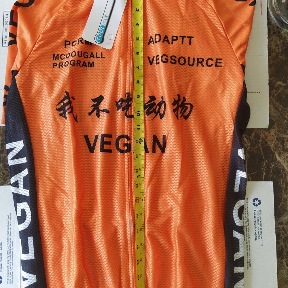 Orange Vegan Cycling Jersey Large